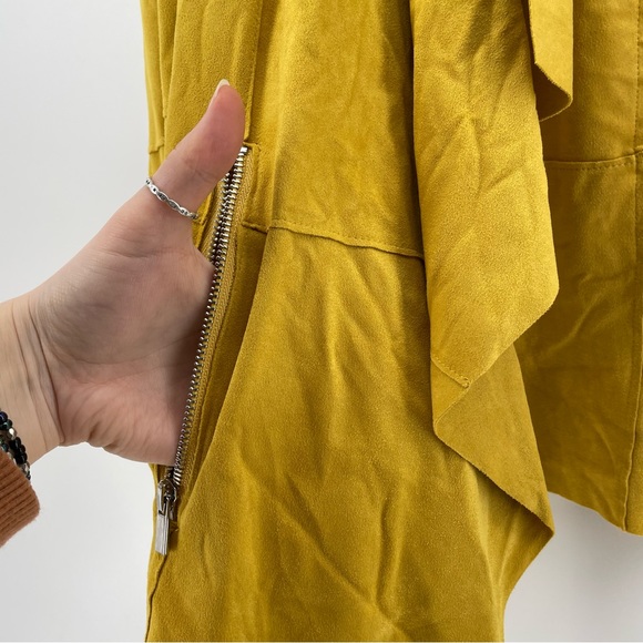 Bagatelle NWT Yellow Faux Suede Drape Front Jacket L - Picture 4 of 8
